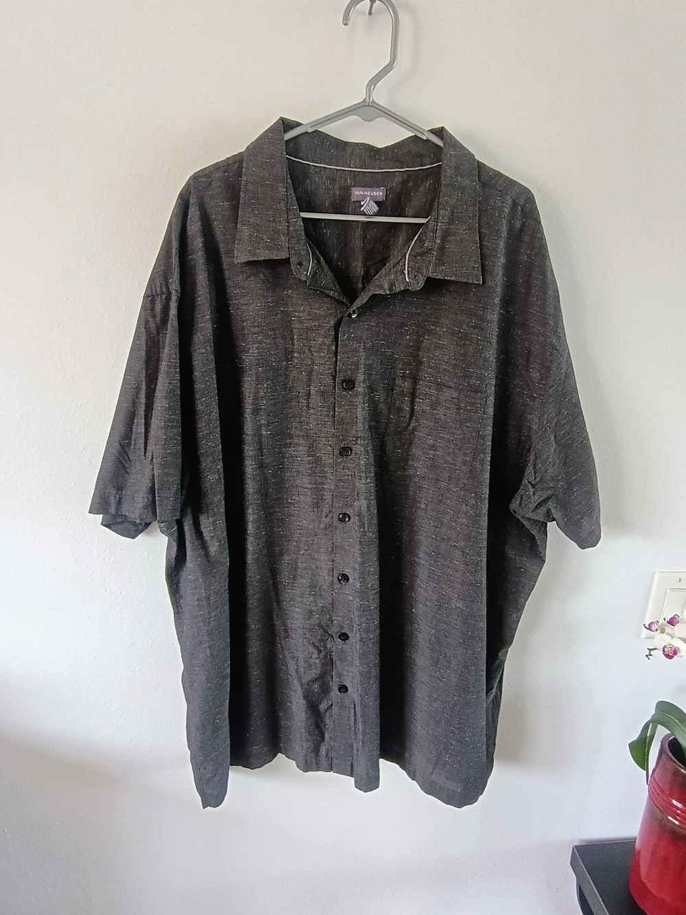 Van Heusen AIR 4XL Black Lightweight Button Front Resort Casual Shirt